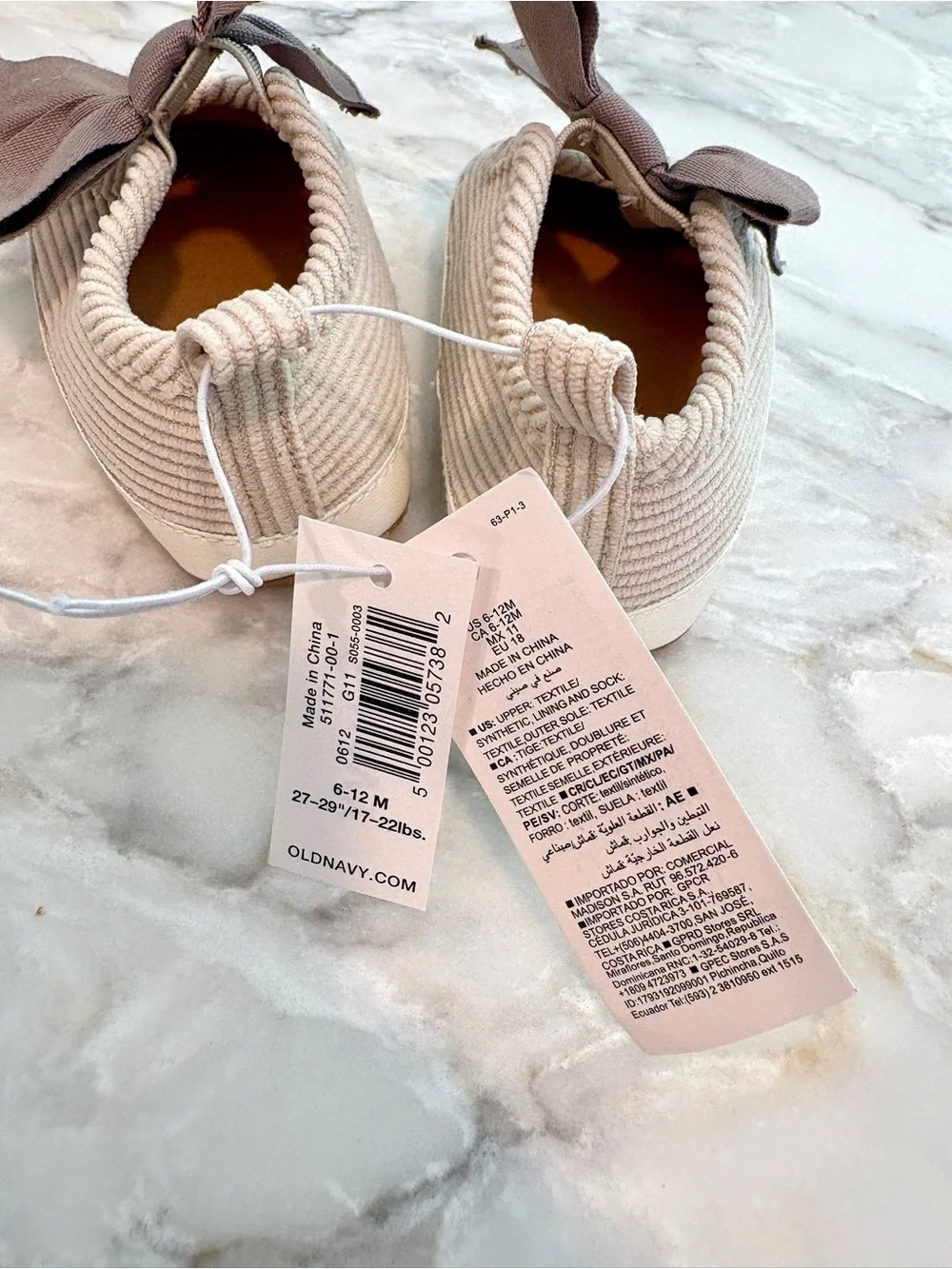 Old Navy Corduroy Bow Slip-On Baby Shoes